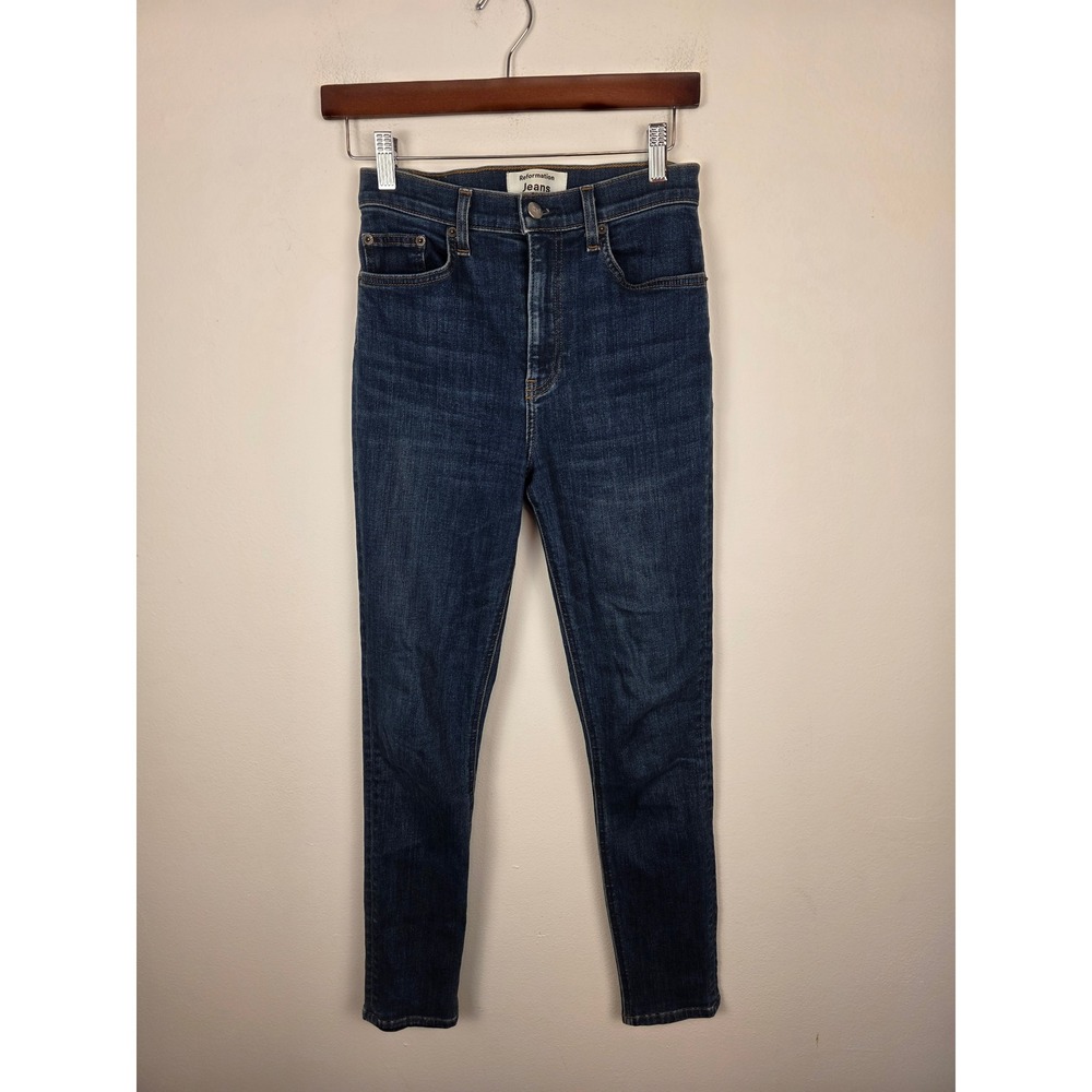 Reformation‎ High & Skinny Jean Neris Dark Wash Blue High Rise Denim Size 24